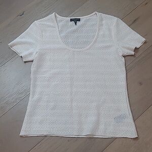 rag & bone Shirt Women's sz M Cream Knit Scoop Neck Short Sleeve Top